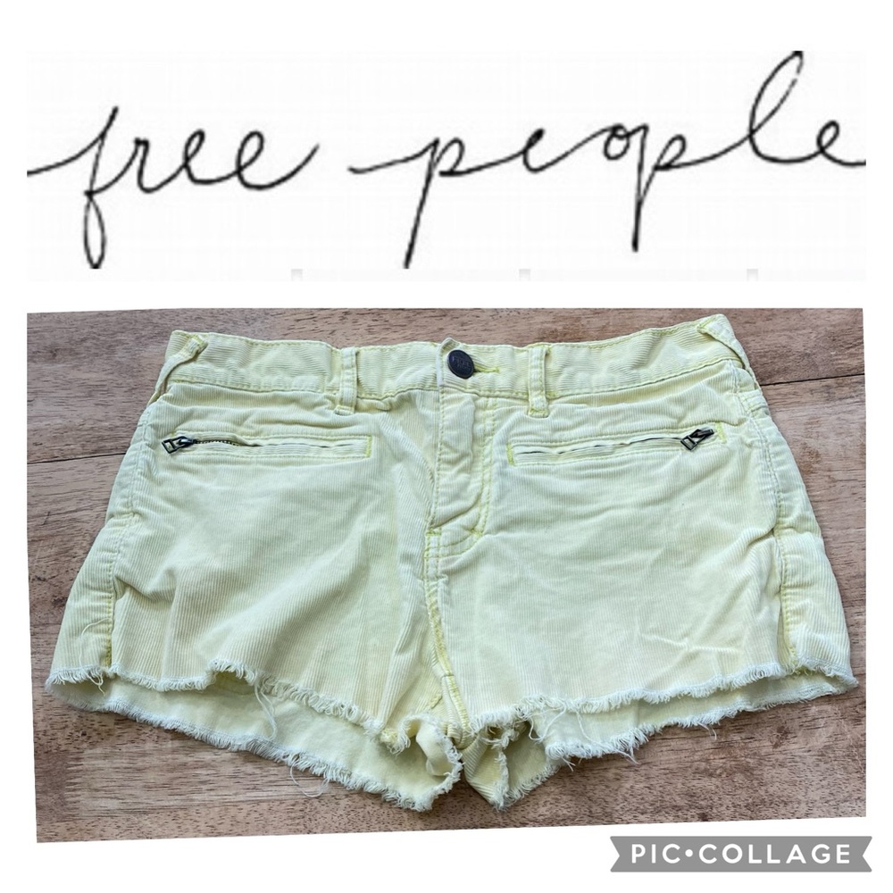 Free People Women’s Size 27 Yellow Corduroy Raw Edge Shorts‎